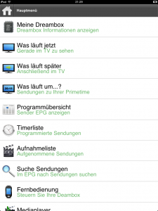 DAC fürs iPad (Hauptmenü)