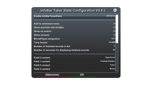 Einstellungsmöglichkeiten von InfoBarTunerState