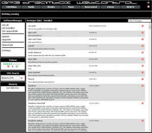 Webadmin: Anzeige installierter Pakete