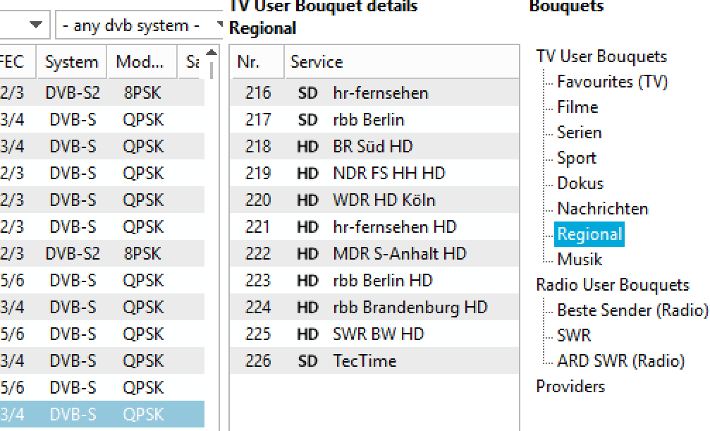 Klein Symbole vor den Sendernamen helfen, schnell und einfach zwischen UHD, HD und SD zu unterscheiden.